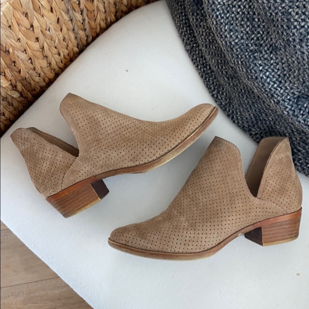 Tan Lucky Brand Perforated low heel booties